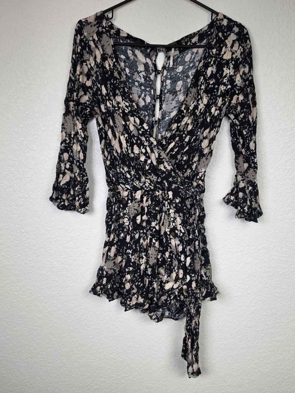 Free People $128 XS Black Splatter Print Mini Romper